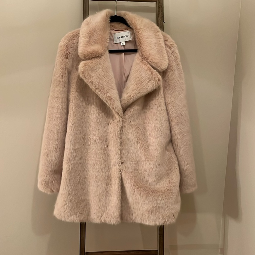 KB studio, blush faux for car coat
